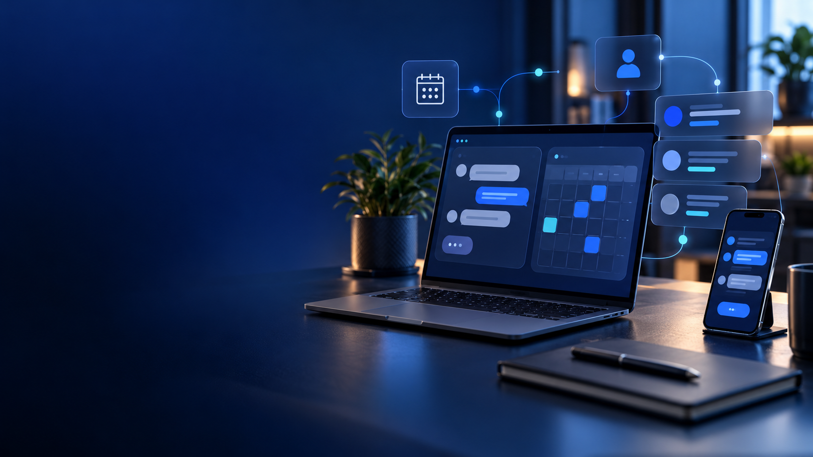 Portátil y móvil con interfaces de consultas y agenda conectadas